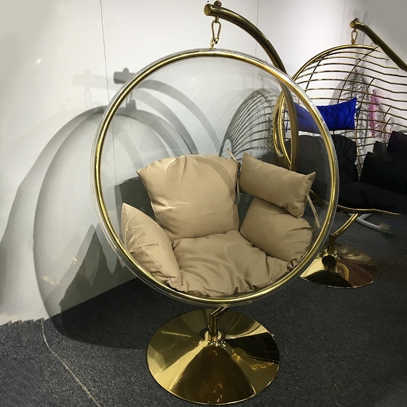 Hot selling hanging swing egg chair round Clear revolving egg Bubble acrylic Chair living room outdoor garden furniture