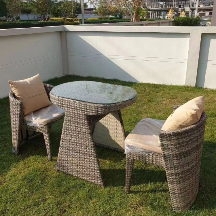 3 Pieces cafe bistro Garden Chairs And Table Sets outdoor Patio Furniture Set Rattan Balcony Furniture