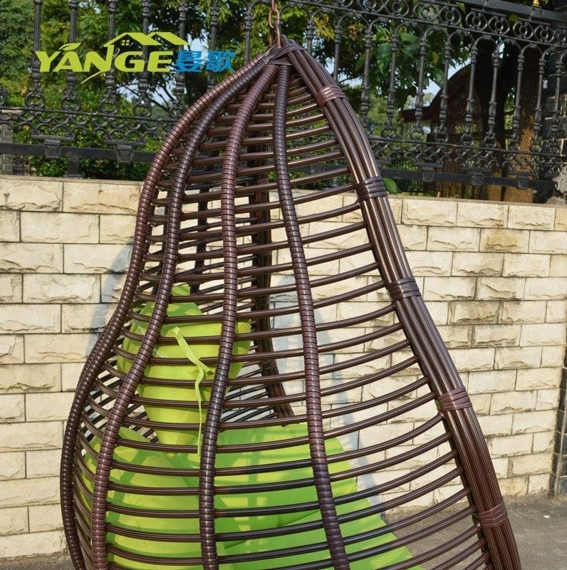 Modern High Quality Balcony Outdoor Furniture Hanging Egg Shaped Wicker Rattan Swing Chair with stand