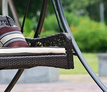 Outdoor patio swing chair with canopy and cushion pillows