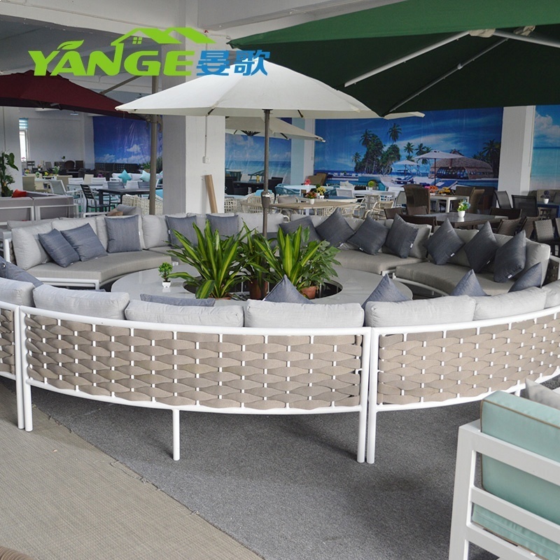 Round sofa garden set set rope patio furniture hotel garden resort aluminum outdoor furniture