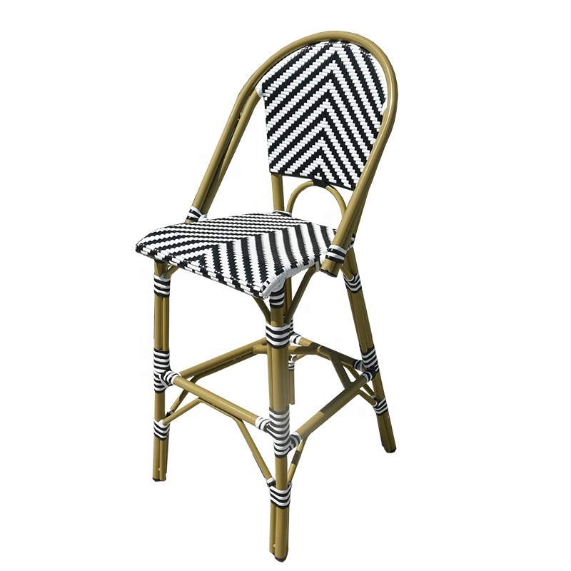 Hotel bistro rattan wicker high outdoor chair plastic resin chair garden patio bar furniture