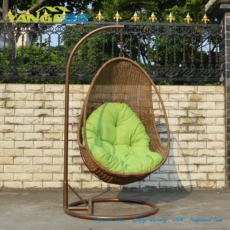 Indoor and outdoor using garden patio balcony  furniture bird nest hanging swing chairs egg shaped swing chair with stand