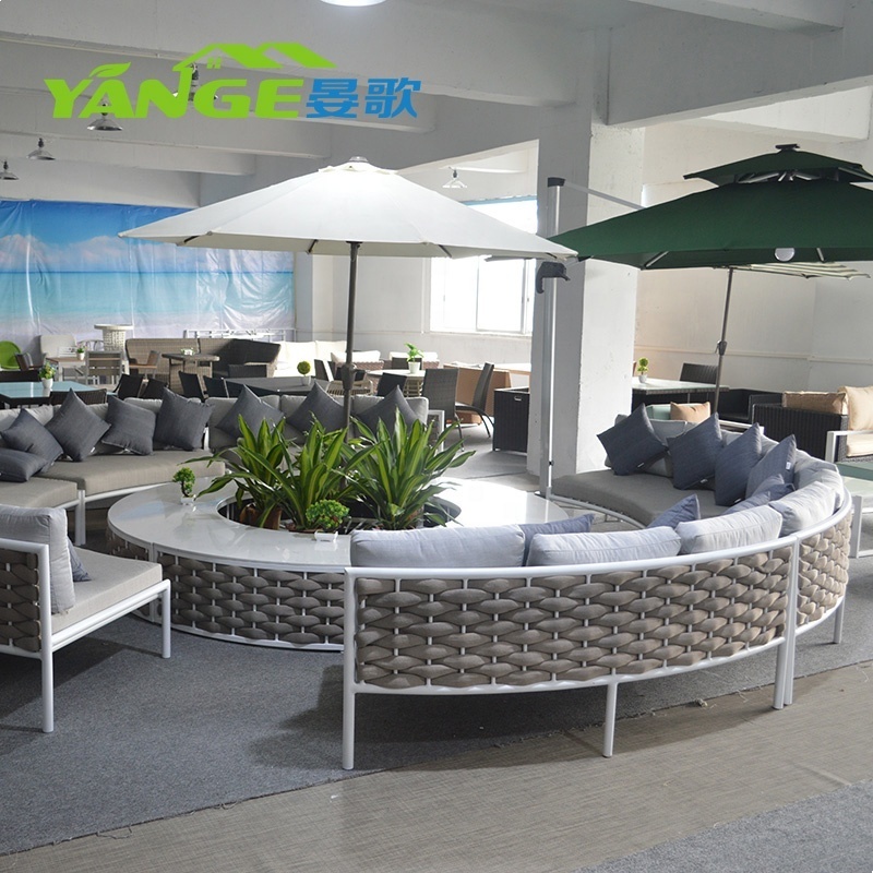 Round sofa garden set set rope patio furniture hotel garden resort aluminum outdoor furniture