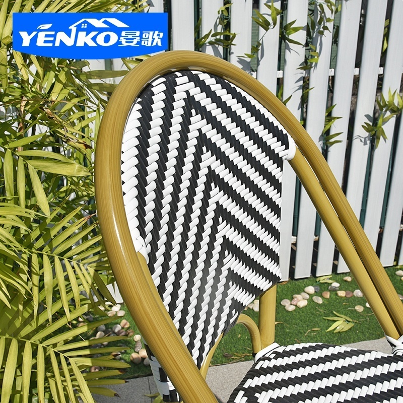 Hotel bistro rattan wicker high outdoor chair plastic resin chair garden patio bar furniture