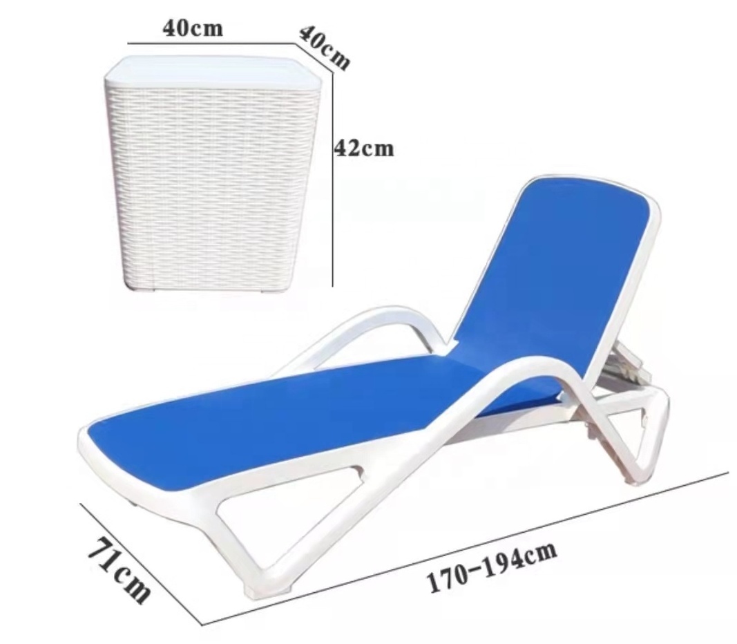 Plastic high quality beach hotel Sun Deck Chair swimming pool chaise longue outdoor Sun Loungers laying chair