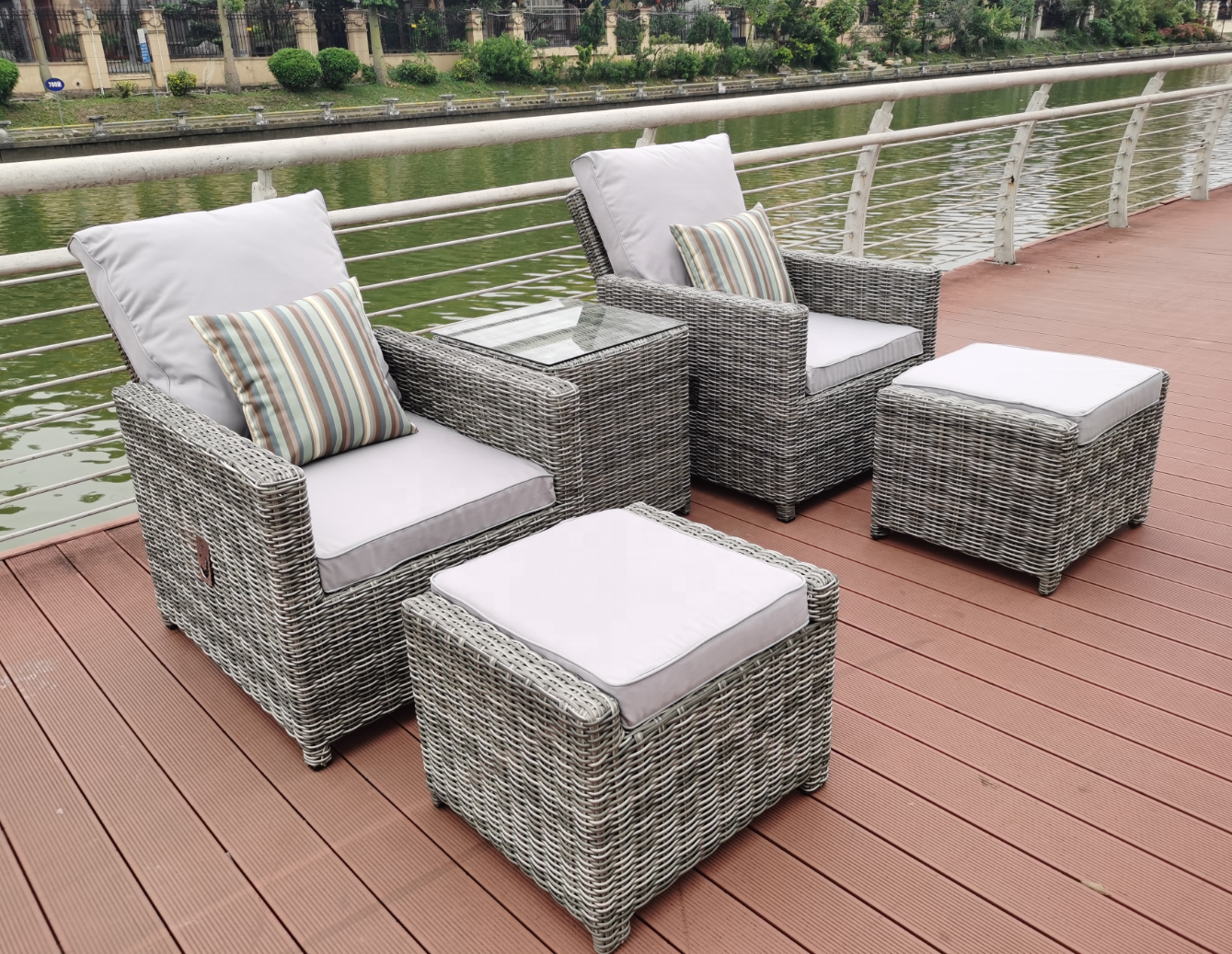 L shape rattan wicker garden sofa set outdoor restaurant patio furniture