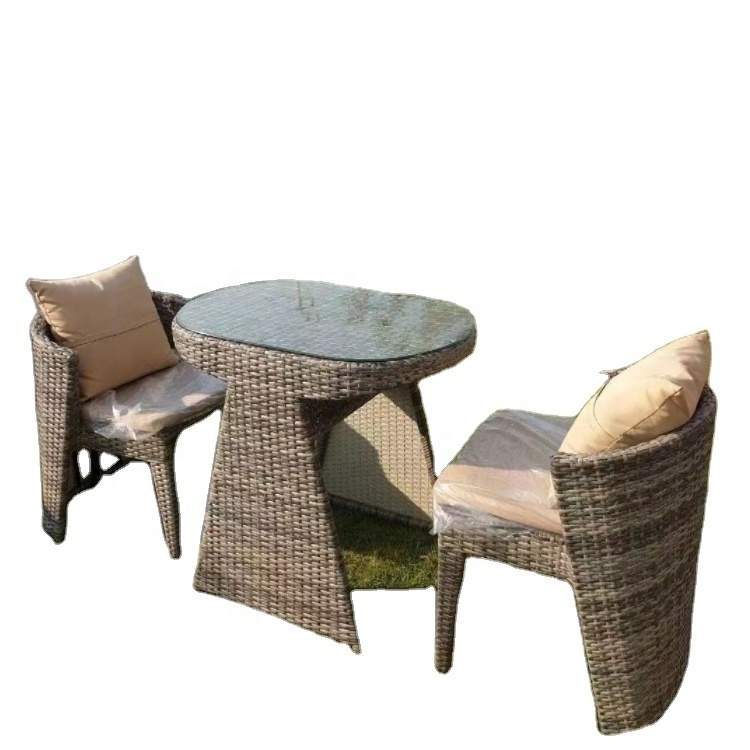 3 Pieces cafe bistro Garden Chairs And Table Sets outdoor Patio Furniture Set Rattan Balcony Furniture