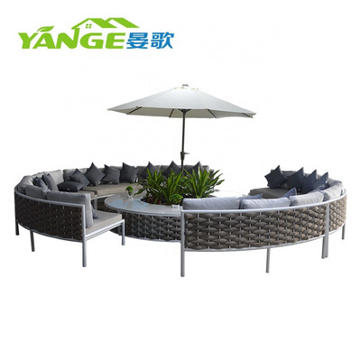 Round sofa garden set set rope patio furniture hotel garden resort aluminum outdoor furniture