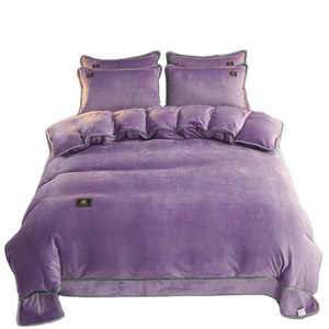 New Solid Color Taro Purple Milk Velvet Four-piece Set Bedding Set