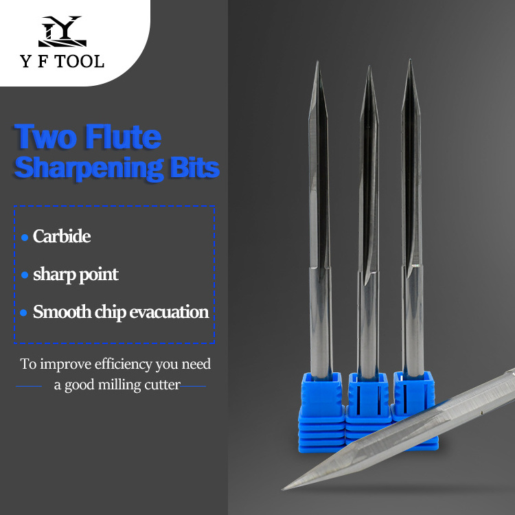 Double flute milling cutter 2 flutes straight engraving v groove end mill for wood engraving two flute v groove cnc router bit