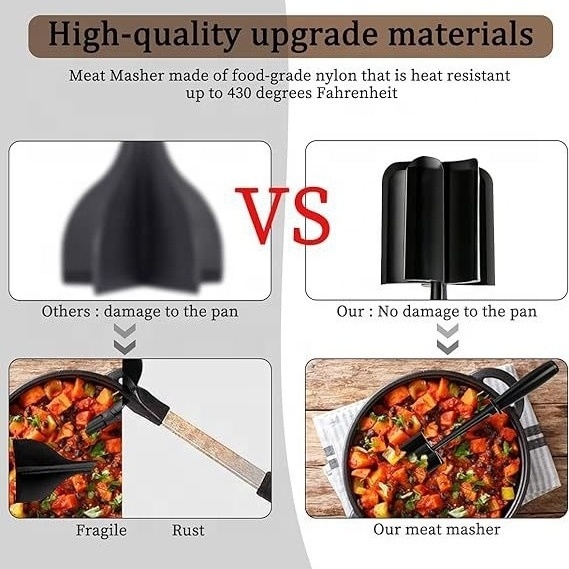 Hot 2024 Home and Kitchen Food  Non-Stick Hamburger Chopper Potato Masher Tool Potato Meat Chopper