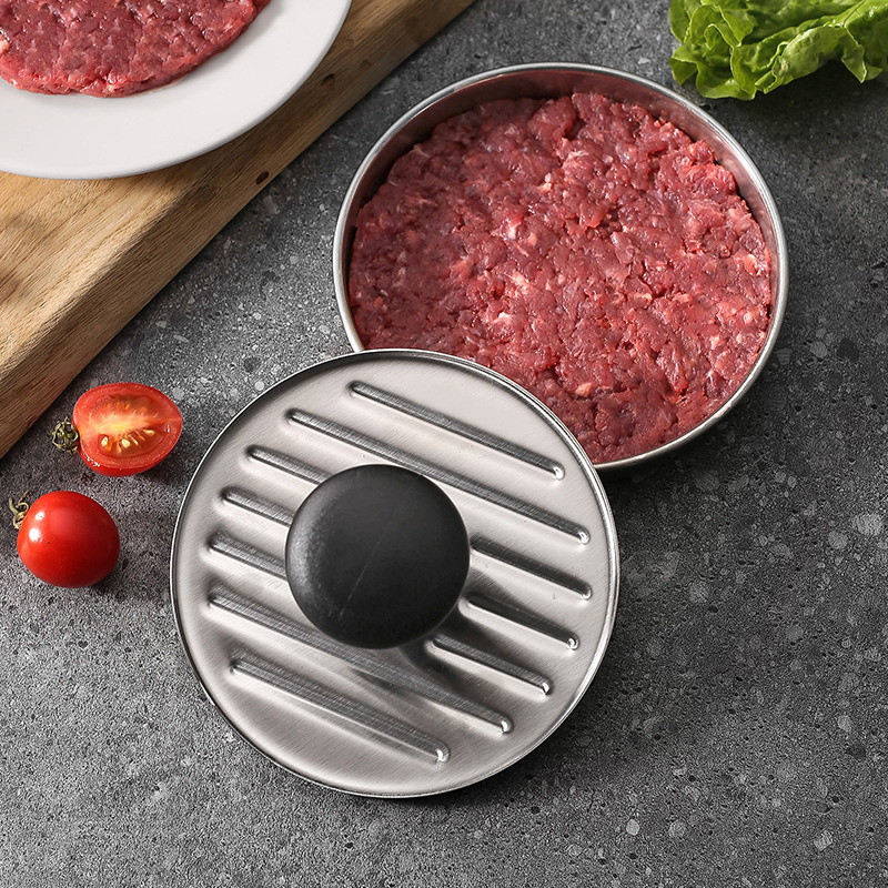 TianJiao 304 Stainless Steel 5.5 inch Round Grill Meat Press Steak Grill Burger Smasher Burger Press