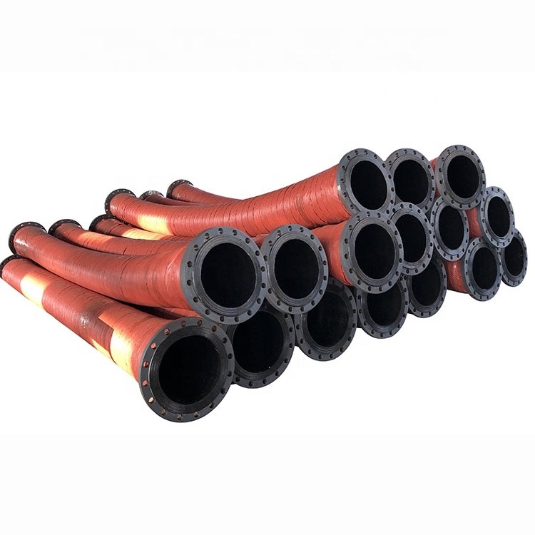 Discharge hose for dredging pipe with flange