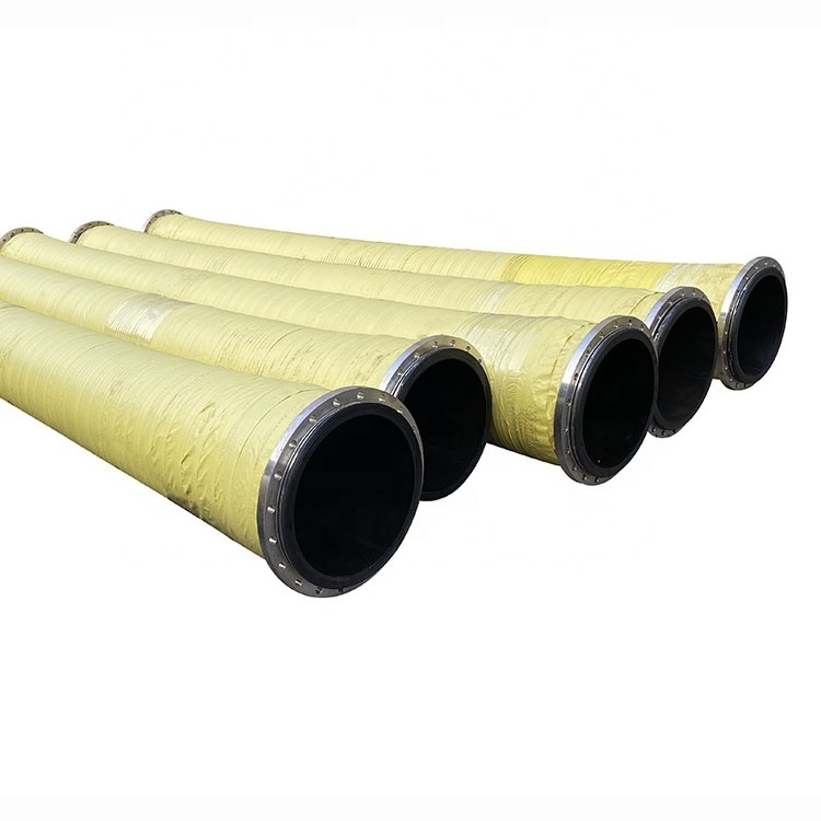 Discharge hose for dredging pipe with flange