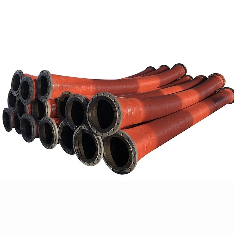 Discharge hose for dredging pipe with flange