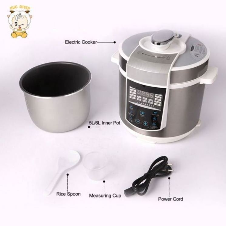 Household High Quality Led Display Stainless Steel Multi Function Pressure Cooker 1000W 6L