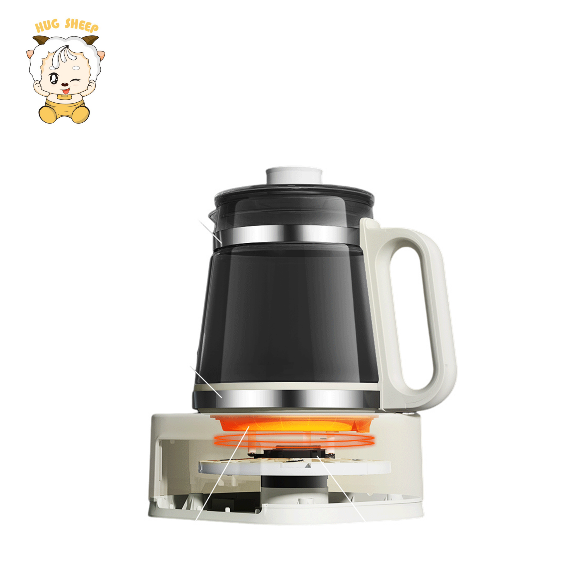 New Electric Glass Kettle 1.5L. Constant Temperature Milk Regulator Set