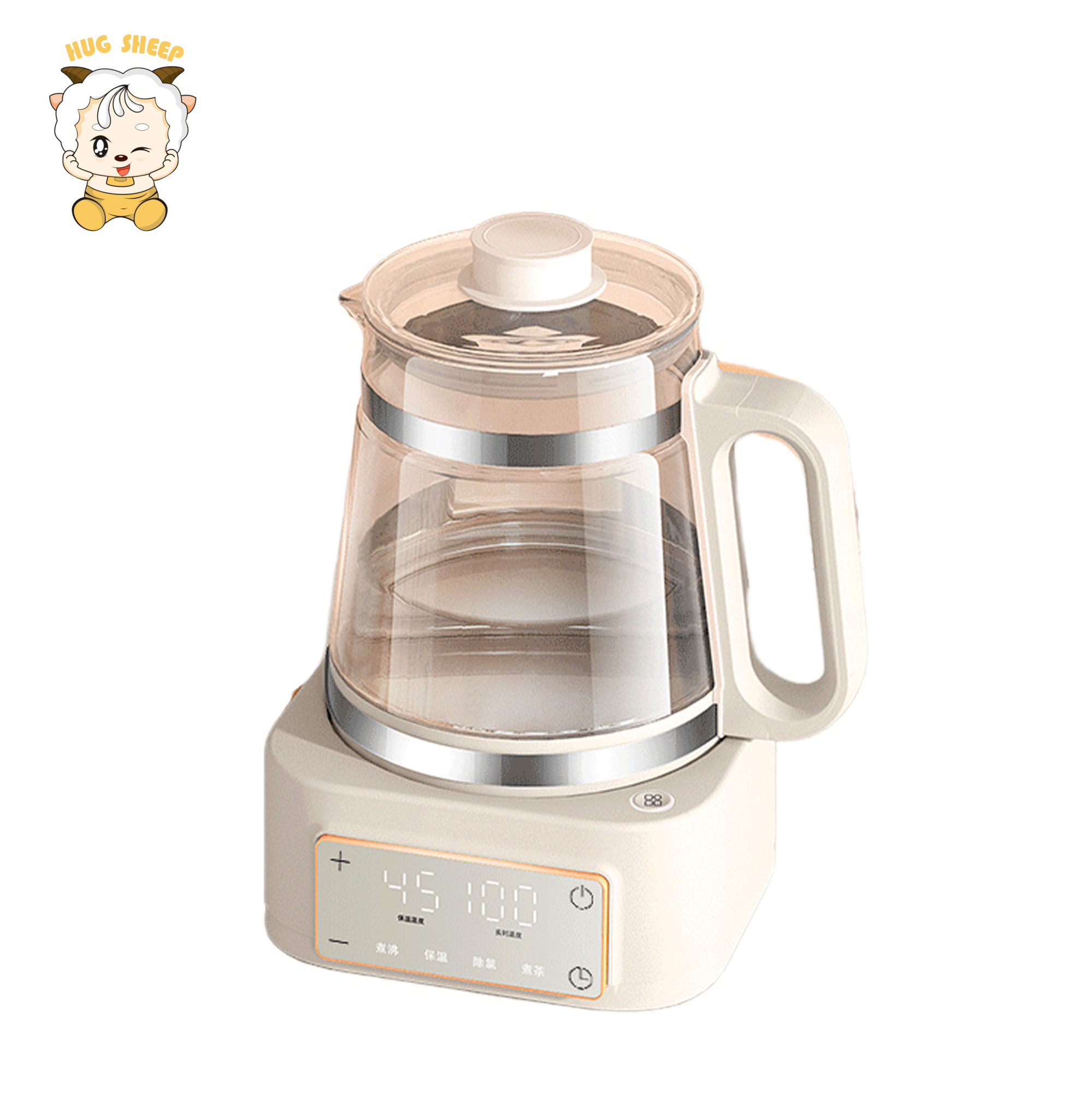 New Electric Glass Kettle 1.5L. Constant Temperature Milk Regulator Set