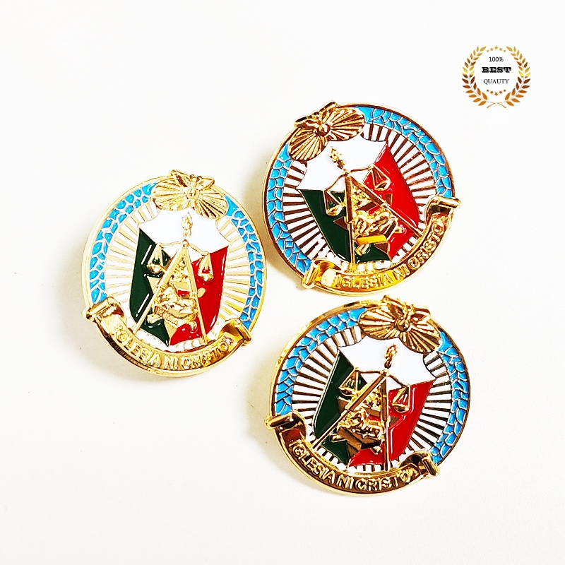 Factory wholesale 1inch INC Brooch enamel pin gold plated 3D Pure Metal Iglesia Ni Cristo Pin official law lapel pin badge