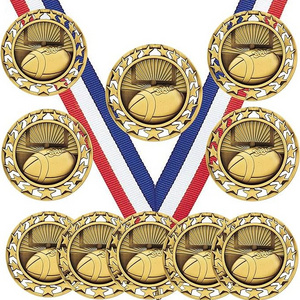 No minimum order custom made commemorative medal with lanyard sports honor rugby football medal blank trophe de football medals