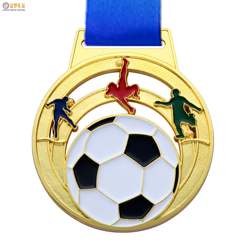 Custom personal logo gold sports medal sandblast metal cut out football basketball competition medallion sports game award medal