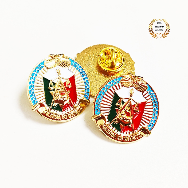 Factory wholesale 1inch INC Brooch enamel pin gold plated 3D Pure Metal Iglesia Ni Cristo Pin official law lapel pin badge