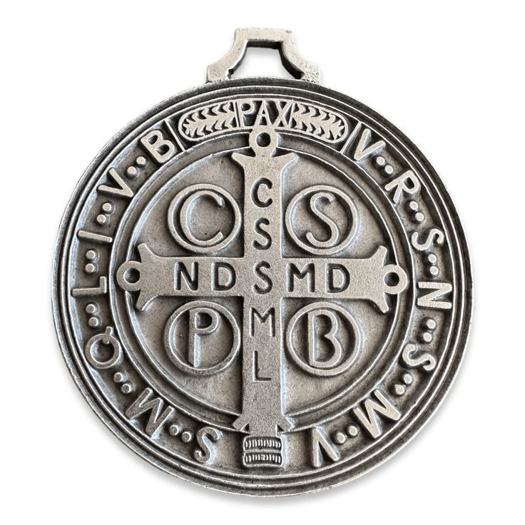 Classic antique silver saint benedict medal black nickle plated sister of carmel st.  Christian sacramental benedict medal