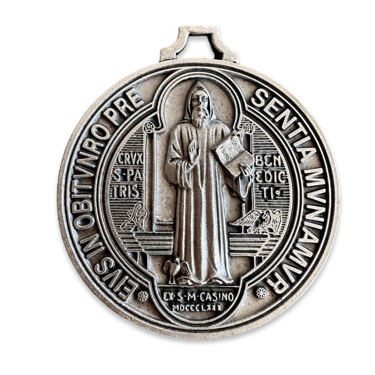 Classic antique silver saint benedict medal black nickle plated sister of carmel st.  Christian sacramental benedict medal