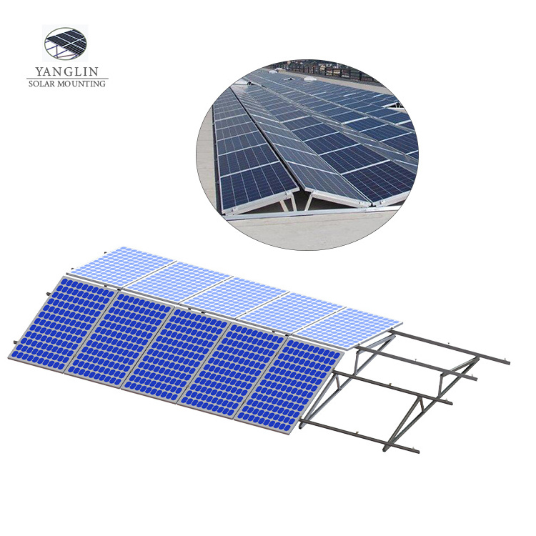 flat roof solar mounting system  PHOTOVOLTAIC mounting  ballasted flat roof mounting aluminum ground mount solar racking