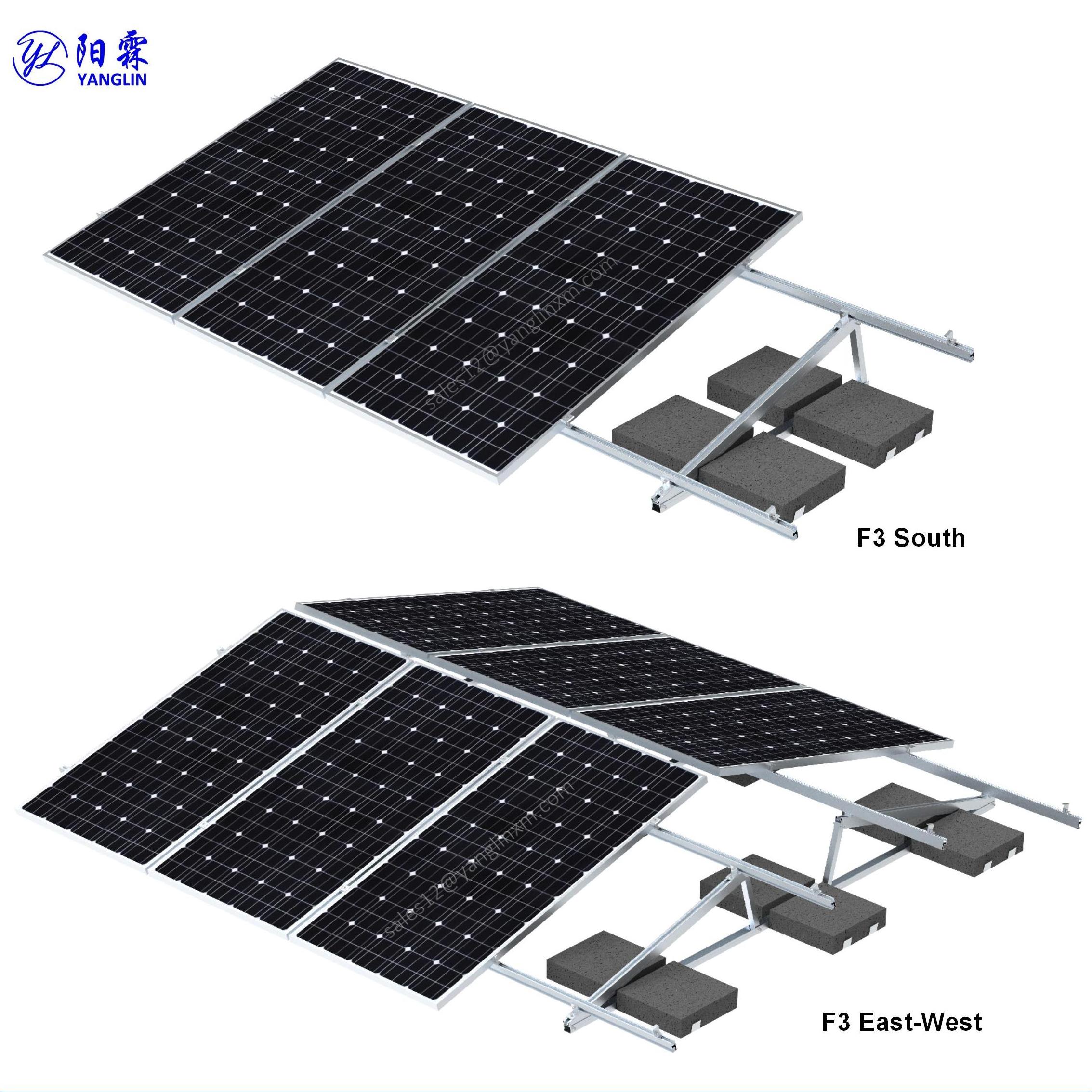 Quick install pre-assembled solar pv ballasting triangle frame structures for flat roof