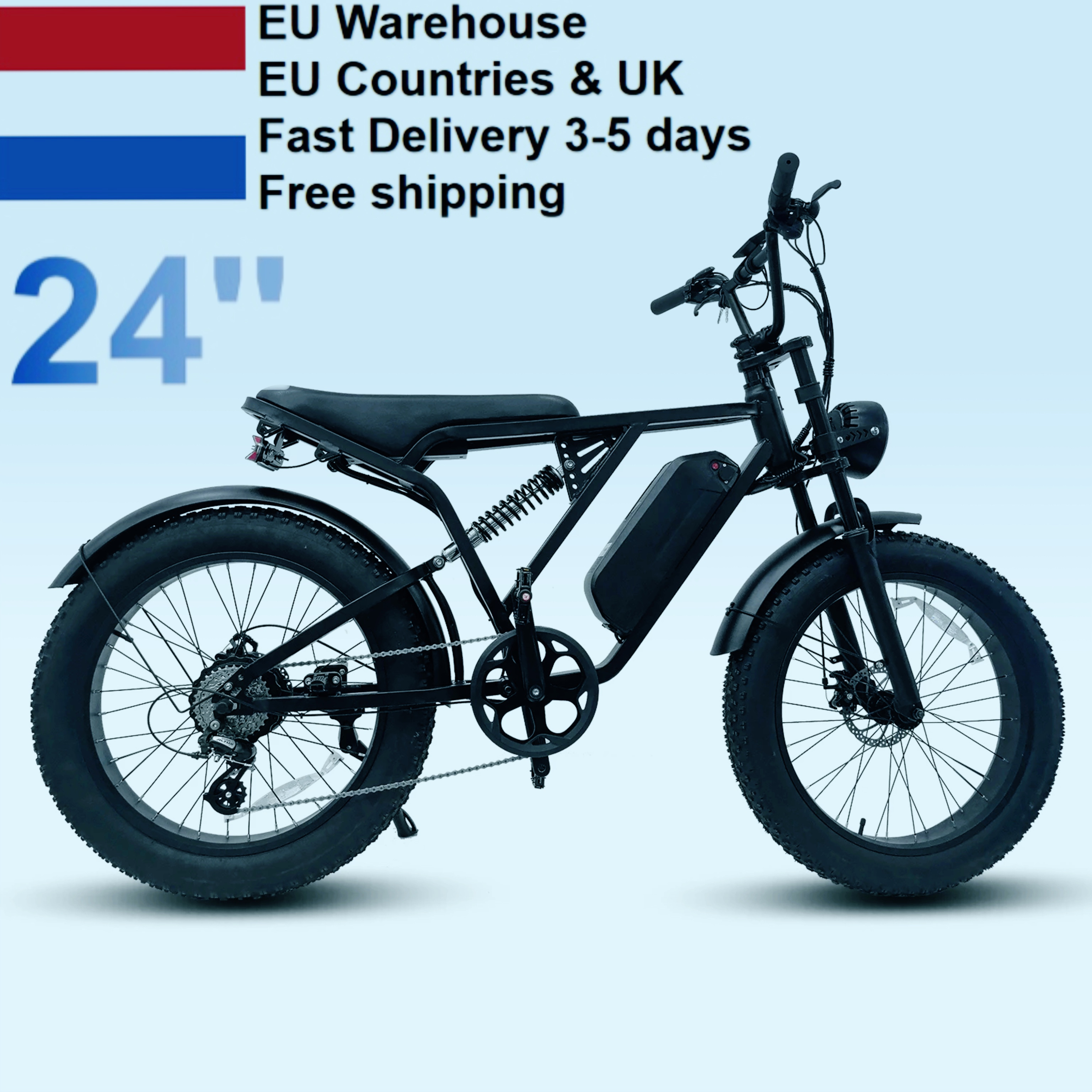 EU Warehouse Y-24 EBIKE Hot Selling Design Belt Drive Motor Bike Fatbike Ebike Fat Tire All Terrain Electric Bike 20 Inch