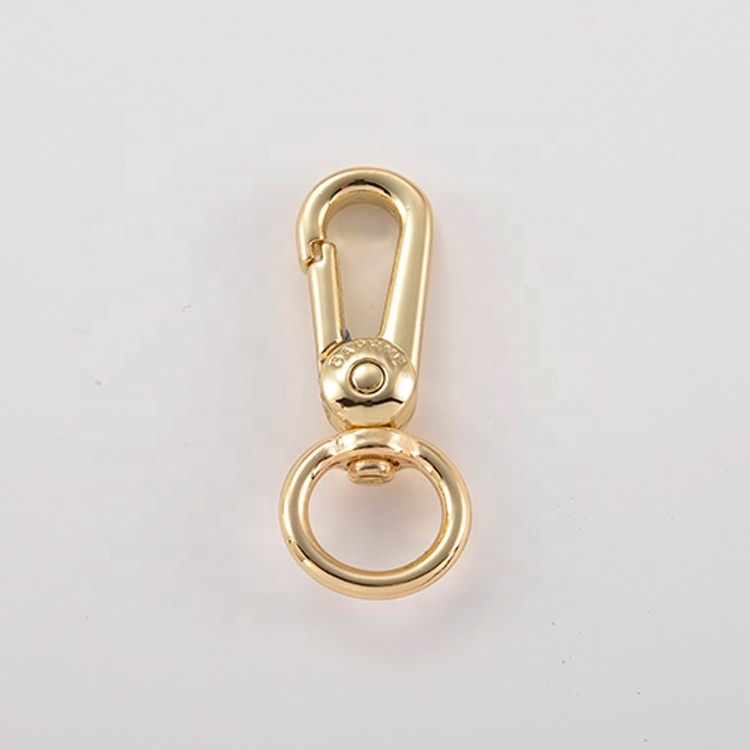 Big sale gold plating dog hook key chain belt loop gold swivel clasp lobster bag snap hook