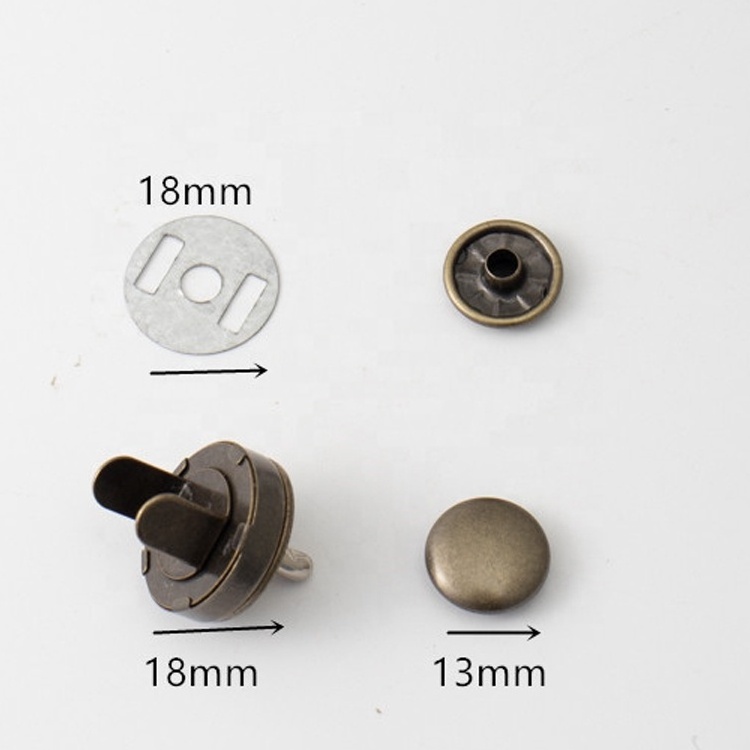 Cheap price hidden magnetic buttons clothing Antique brass Magnetic buttons 18mm magnetic button for handbag