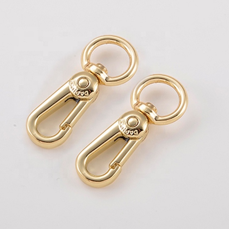 Big sale gold plating dog hook key chain belt loop gold swivel clasp lobster bag snap hook