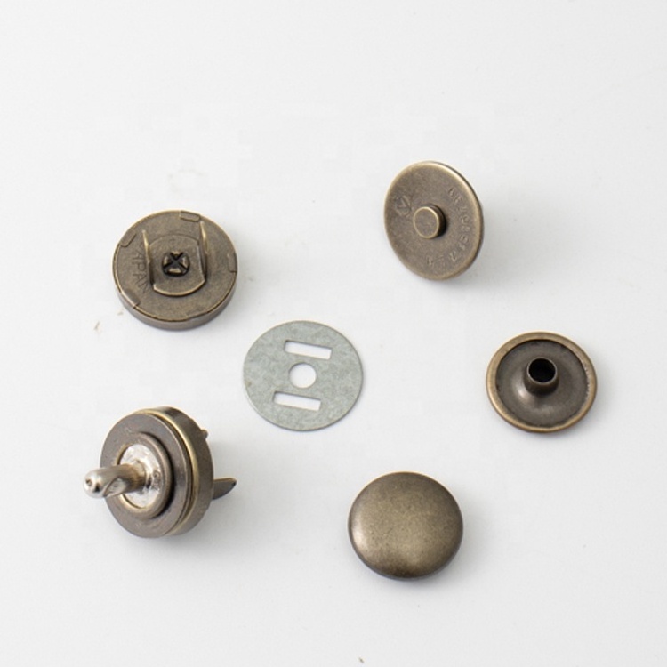 Cheap price hidden magnetic buttons clothing Antique brass Magnetic buttons 18mm magnetic button for handbag