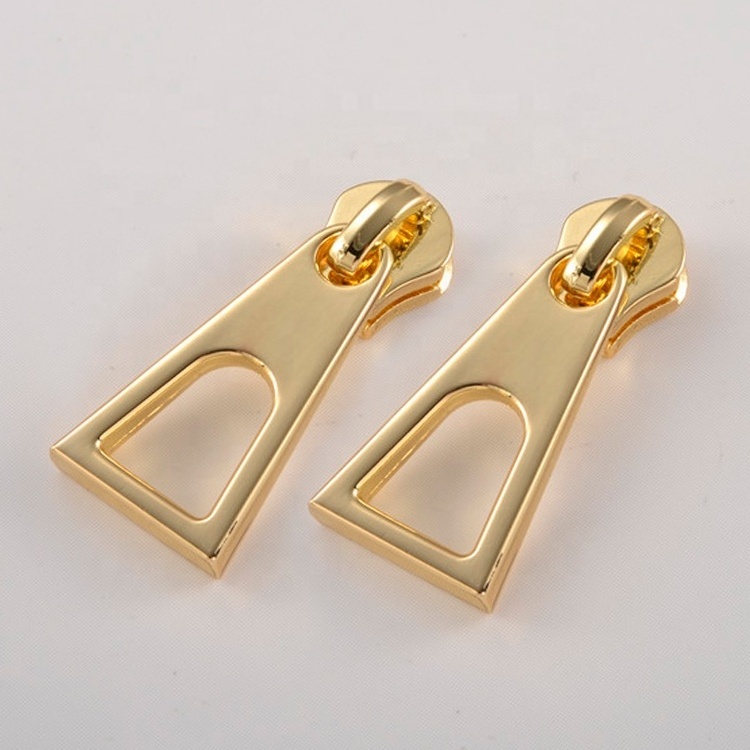 Best price zipper puller for handbag custom logo head pulls brass ring detachable 5 zipper roll