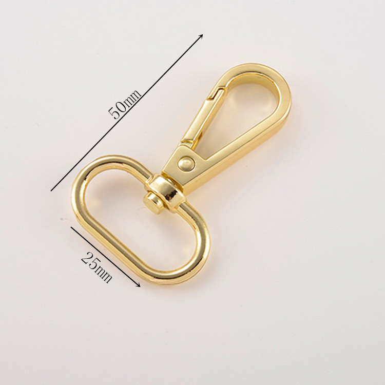 25 * 50 mm Light gold Metal Snap Hooks metal hardware alloy swivel eye snap hooks for fabric bags