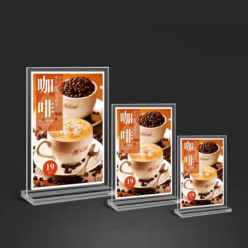 High quality T shape High magnet customized acrylic A6 paper holde/ A5 paper holder/A4 paper holder menu stand