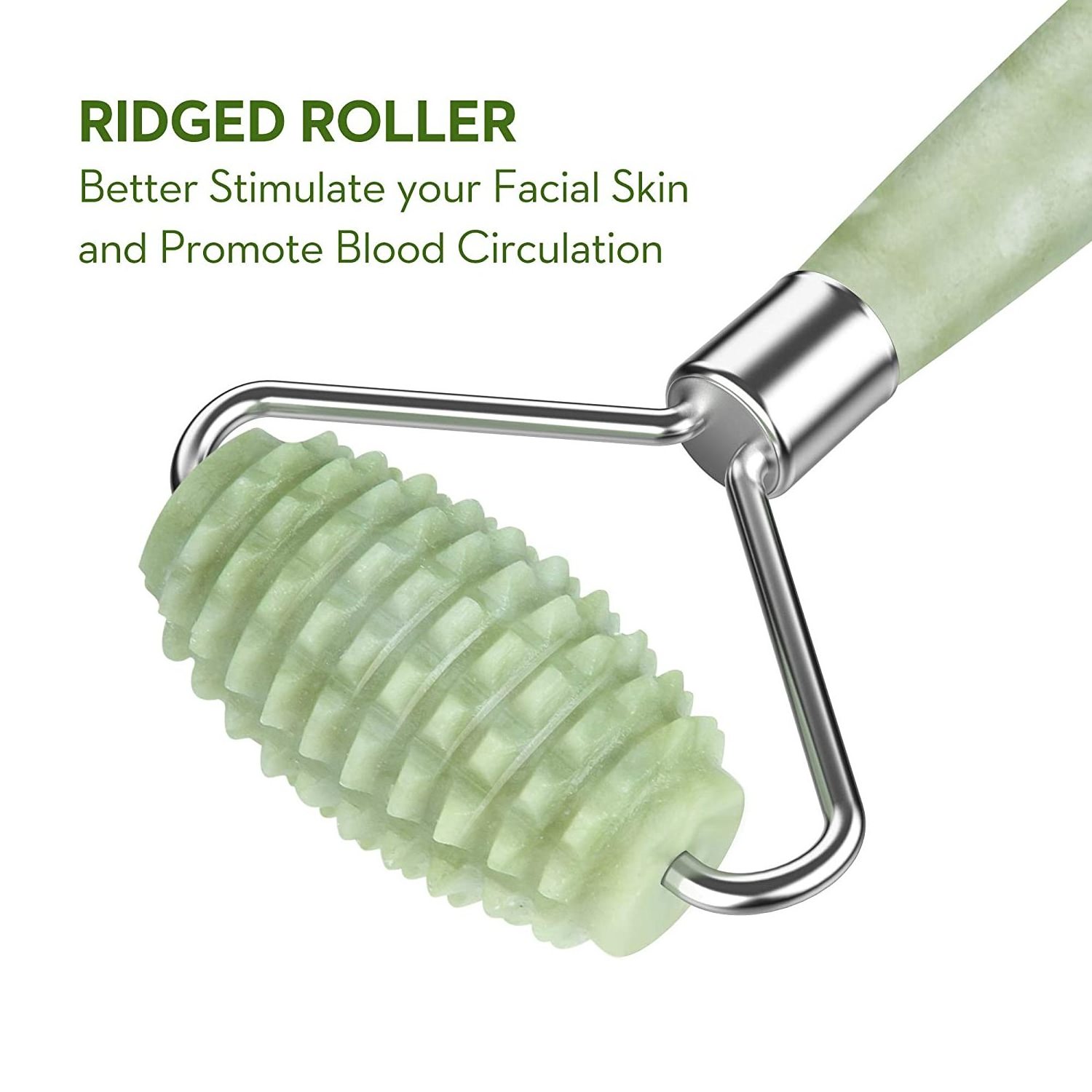 High quality jade stone roller green jade facial roller guasha set skin care massage