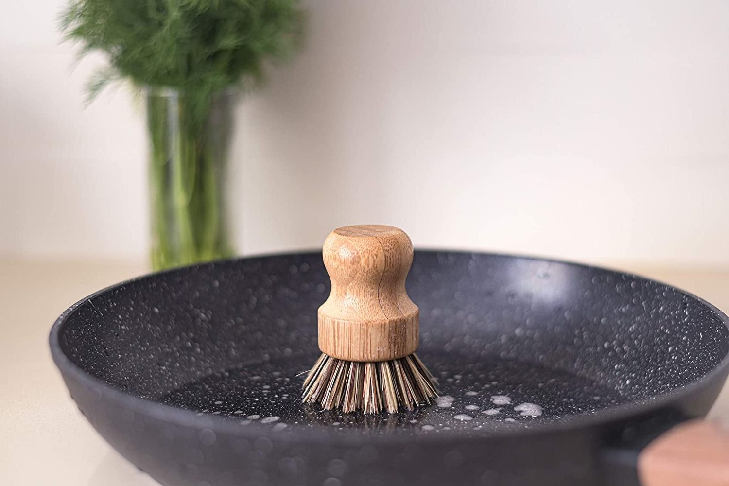 Eco-friendly bamboo wooden pot kitchen dish washing brush