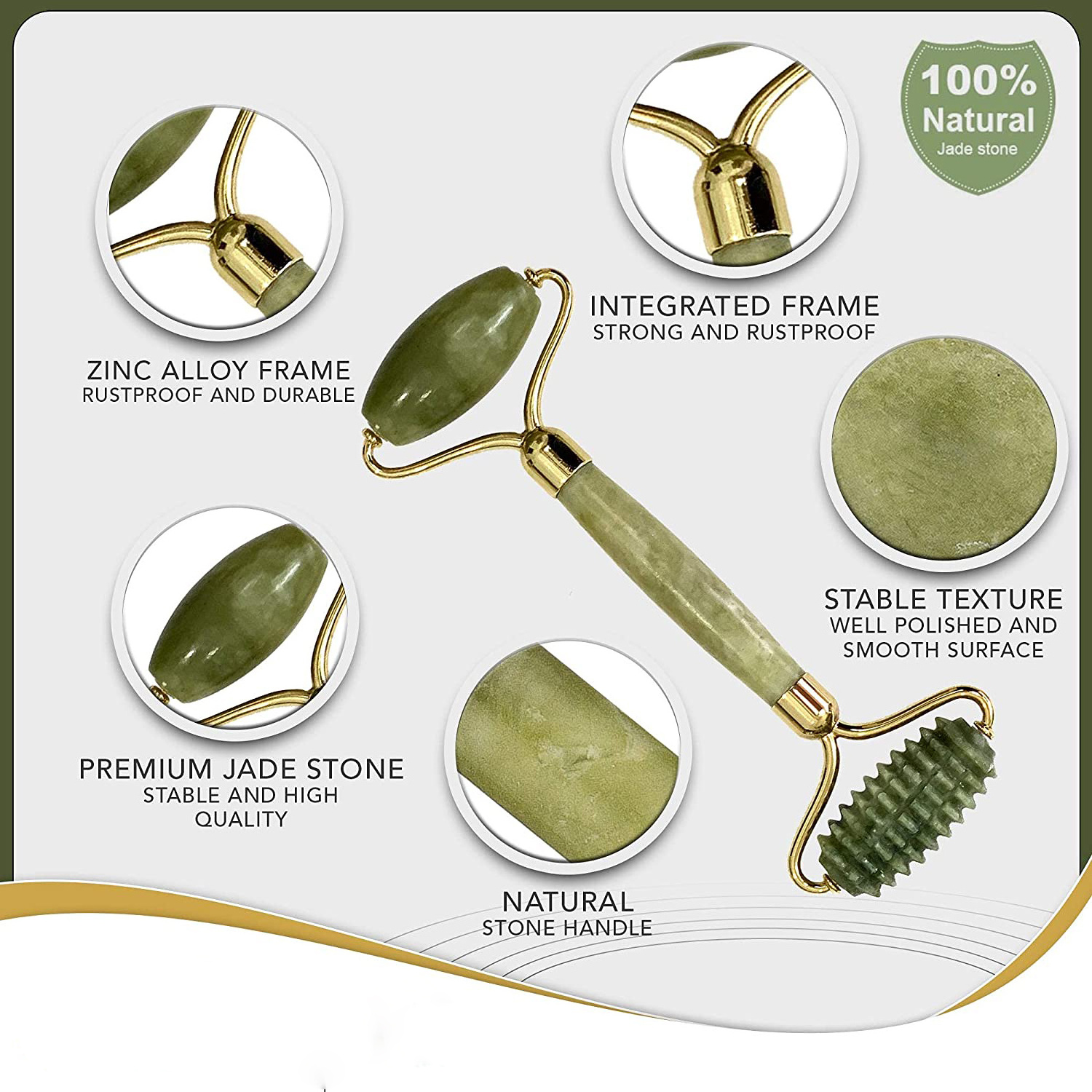 High quality jade stone roller green jade facial roller guasha set skin care massage