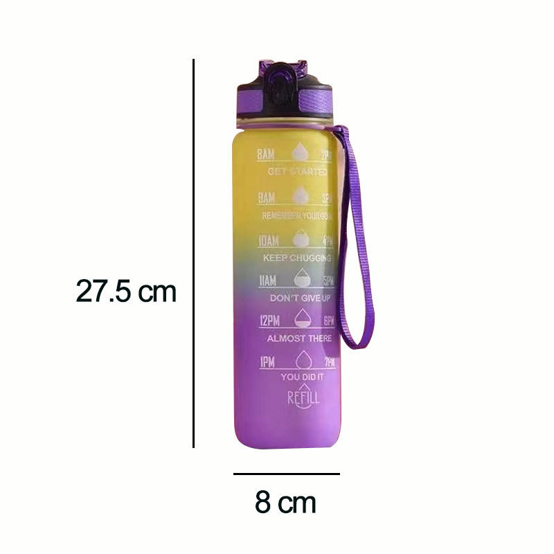 Plastic Water Bottle Eco-friendly Plastic Water Bottle with Time Marker Stylish Plastic Hockey Water Bottle for kids and Adult