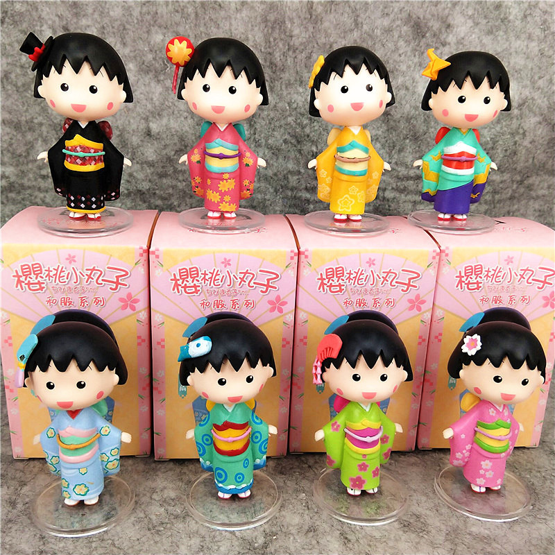 Kimono Cherry Maruko PVC Action Figure Garage Kits Ornaments Cute Doll Girl Toy Maruko Doll Blind Box