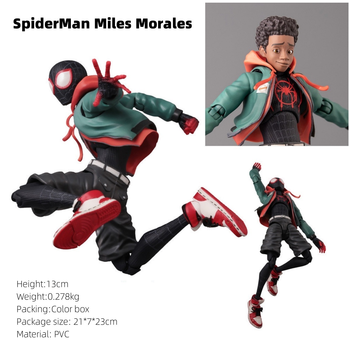 Spider-man Articulated joints moveable Action Figure Toys Miles Morales Spider-man Multiple replaceable parts Model Toys