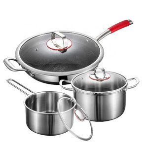 High Quality Non Stick Luxury Triply Stainless Steel Cookware Sets 6 Pcs Pots And Pans Cooking Pot Set