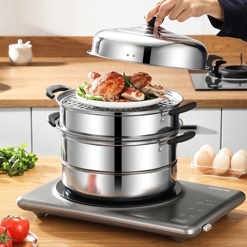 Direct Sale Large Capacity Stainless Steel 32cm Three Layer Steamer Cooking Pot