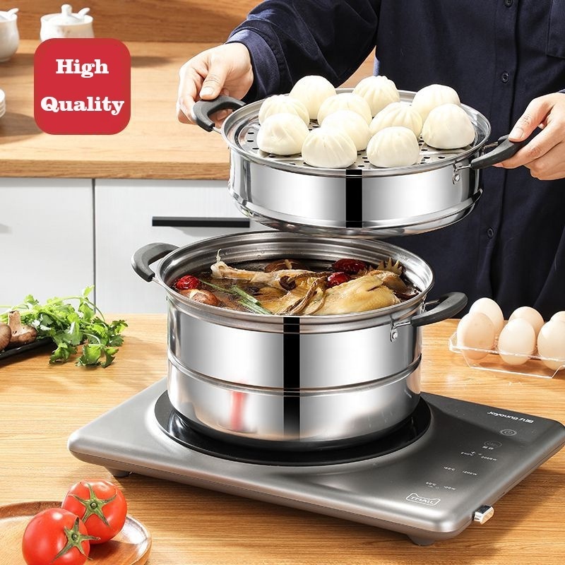 Direct Sale Large Capacity Stainless Steel 32cm Three Layer Steamer Cooking Pot