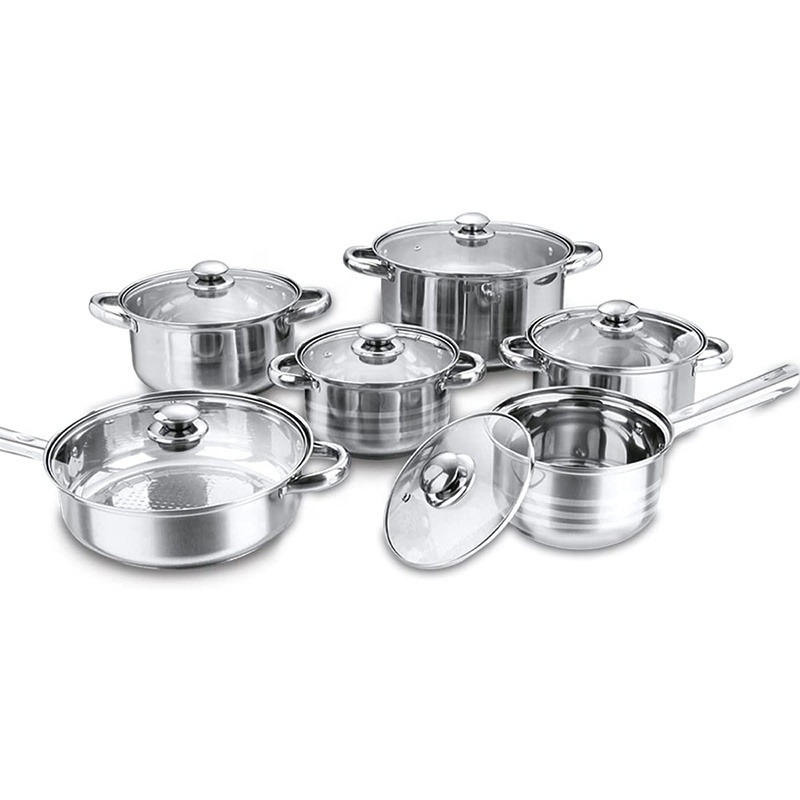 Professional Factory 12 Pcs Non Stick Stainless Steel  Cookware Sets Pots And Pans Cooking Pot Set