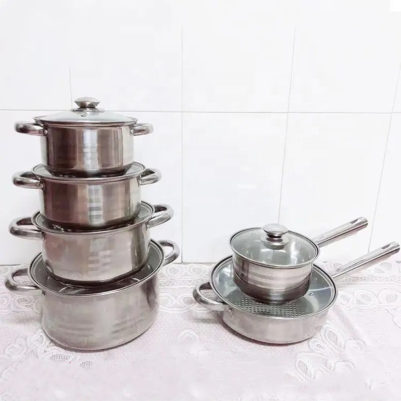 Professional Factory 12 Pcs Non Stick Stainless Steel  Cookware Sets Pots And Pans Cooking Pot Set